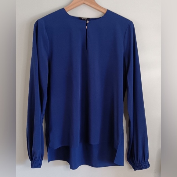 RW&Co High-Low Blouse with Keyhole Front & Cuffed Sleeves - Picture 2 of 8